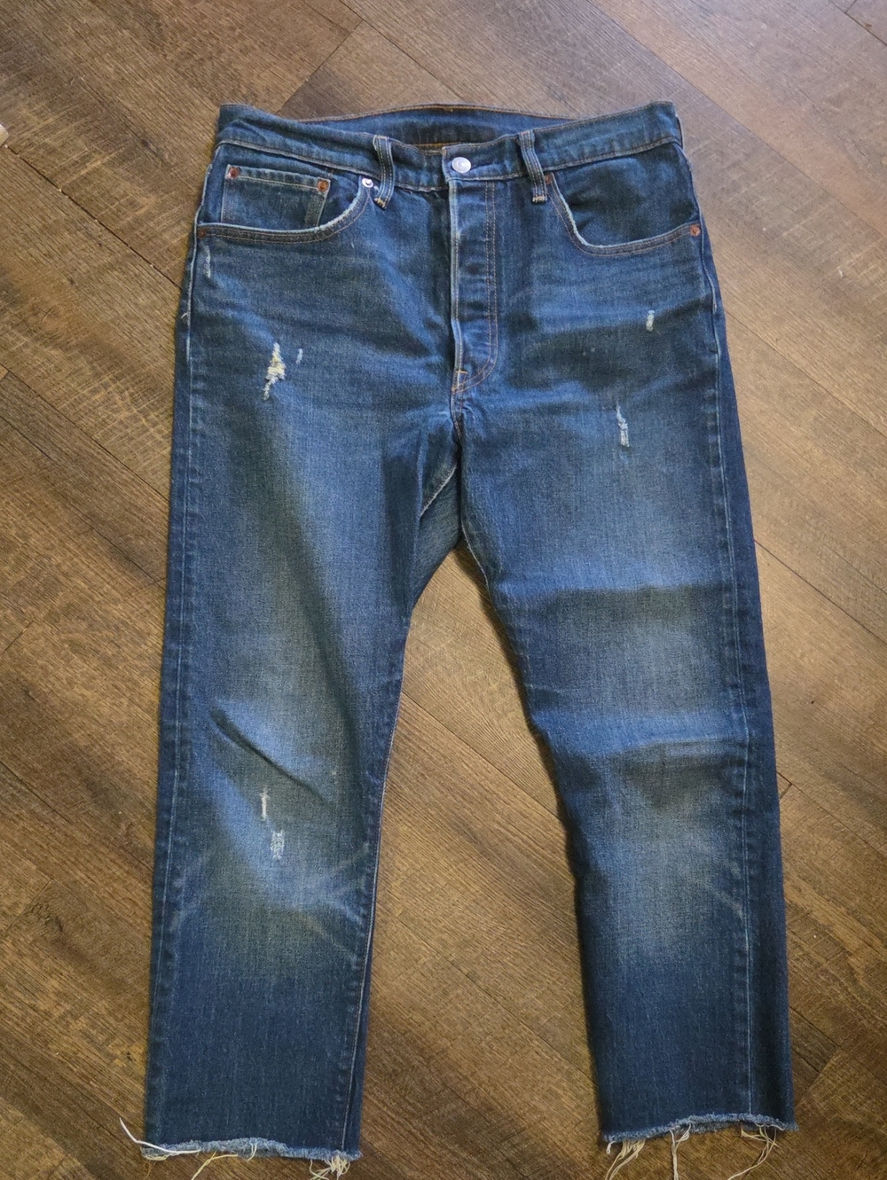 Levi's Slim Straight Distressed Blue Jeans